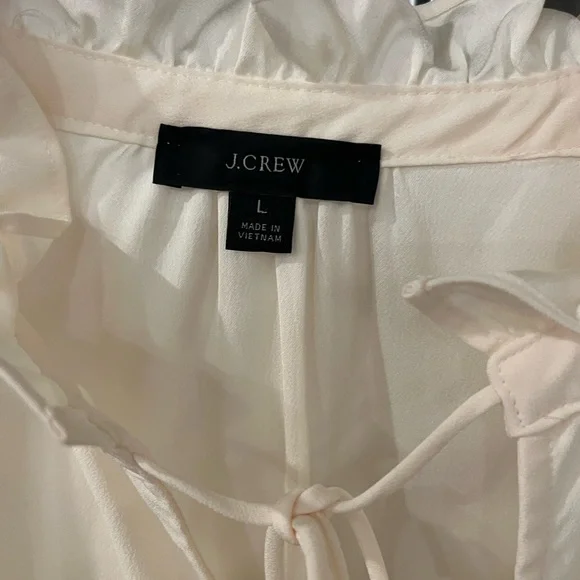 J. Crew Cream Ruffled Puff Sleeve Blouse - Picture 4 of 5